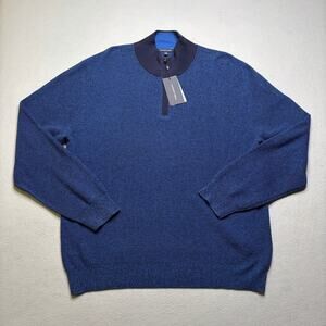 Zachary Prell Blue 1/4 Zip Sweater XXL Wool Blend Men’s Pullover Luxury Knit NWT